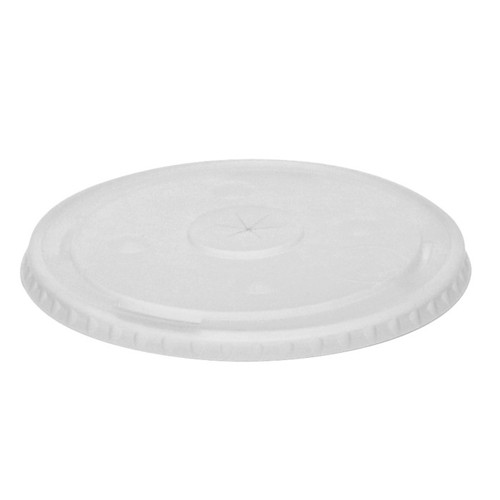Pactiv Evergreen Flat Lid with Straw Slot for "R" Size Cup, Translucent, 1,000 ct.