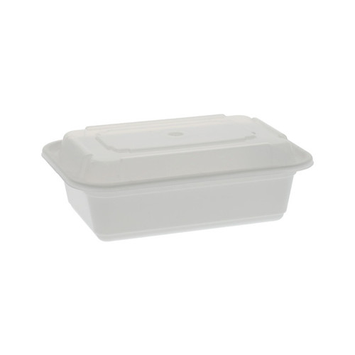 Newspring VERSAtainer 24 oz. Rectangular PP Container and Lid, White/Clear, 150 ct.