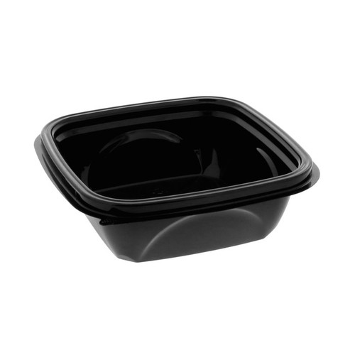 EarthChoice 12 oz. 5" x 5" Square RPET Bowl, Black, 504 ct.