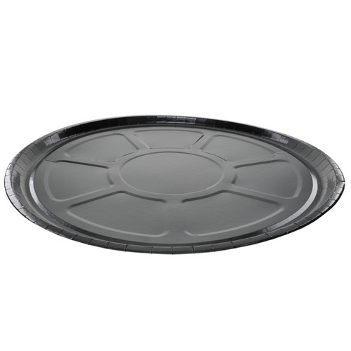 Pactiv Evergreen 15" PFAS-Free Round Pressware Ebony Premier Dual-Ovenable Paperboard Pizza Tray, Black, 250 ct.