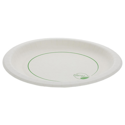 Sysco Earth Plus 10" Compostable Pressware Paper Plate, Printed, White, 300 ct.