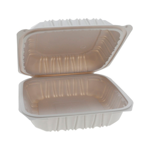 Gordon Food Service Gordon Choice 8.5 x 8.5" Vented MFPP Hinged Lid Container, White, 146 ct.