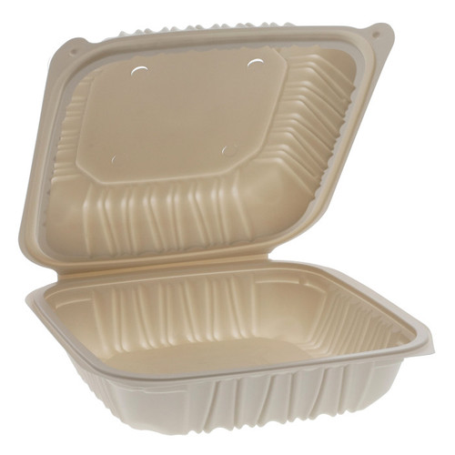 EarthChoice 8 x 8" Vented MFPP Hinged Lid Container, White, 200 ct.