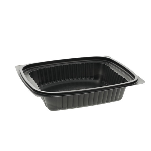 Pactiv Evergreen 16 oz. 7.5 x 6.4" ClearView MicroMax Rectangle Container, Black, 252 ct.