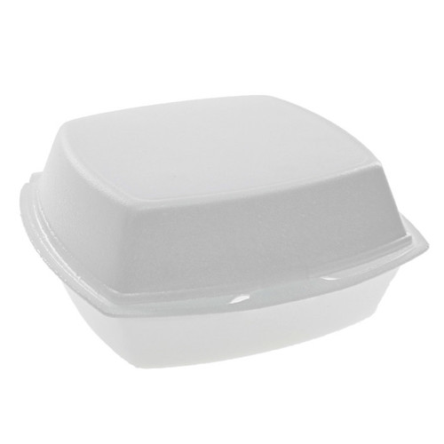 VBFMH6W - Victoria Bay 6 x 6 x 3" PS Foam Hinged Lid Container, White, 500 ct.
