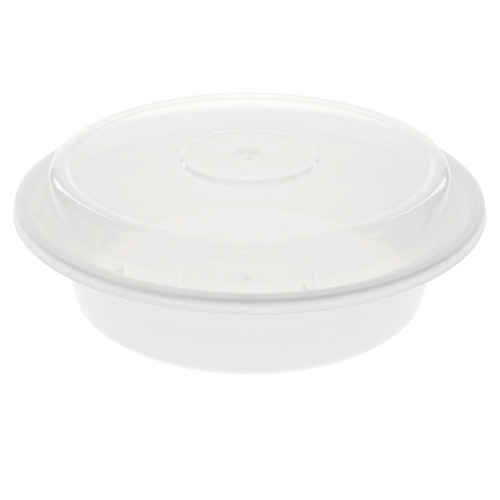 Newspring VERSAtainer 24 oz. Round PP Container and Lid, White/Clear, 150 ct.