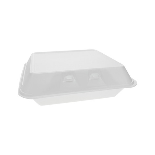 VBFMH910W - Victoria Bay 9.5 x 10.5 x 3.3" PS Foam SmartLock Hinged Lid Container, White, 250 ct.