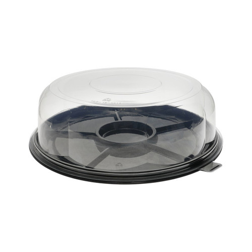 Pactiv Evergreen 12? Lazy Susan Caterware Tray with 3.5? RoseDome Lid, Black/Clear, 30 ct.