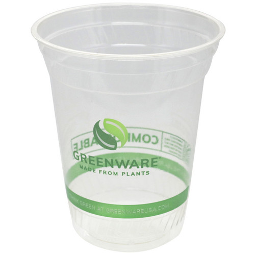 Greenware 16 oz. "B" Size Compostable PLA Cold Drink Cup with Print, Clear, 1,000 ct.