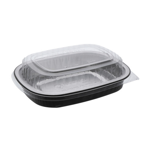 Pactiv Evergreen 22 oz. Aluminum Carry-Out Container with OPS Dome Lid, Black/Silver/Clear, 100 ct.