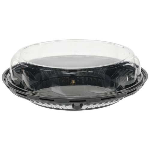 Pactiv Evergreen 2" Tall Swirl Dome Lid and Base for 10" Pie, Black/Clear, 100 ct.