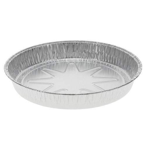 Pactiv Evergreen 9" Aluminum Round Medium Pan, Full Curl Edge, Silver, 500 ct.
