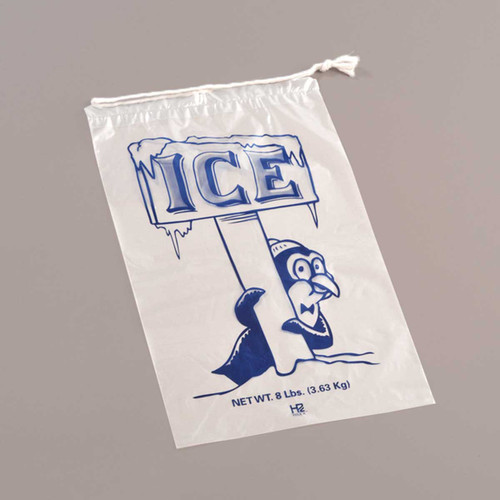 Ice Bags - 8 lb ice bag (hem) drawstring 11.00 x 19.00 - 12 x 3