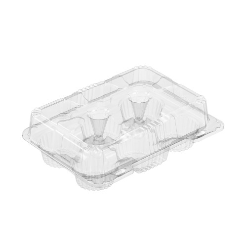 Clear shallow container for 6 muffins (2370) 