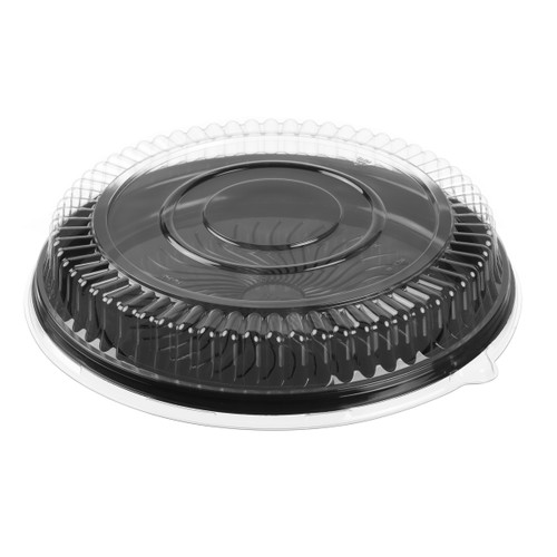 16” black Ebony™ deep tray/clear fluted dome lid (2.75”high) (51627-2C) 