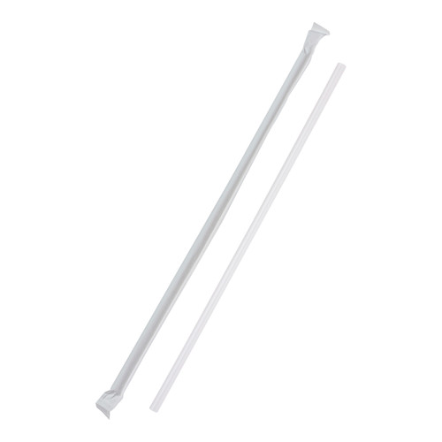 Touch Straws 8” White Milkshake Straws - Individually Wrapped (TI924979)