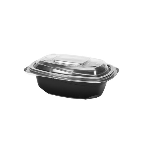 Blaze Hot Food Packaging 5”x 7” 16 oz Microwave Safe Container & Lid Combo Pack (HFP5716CMBBL)