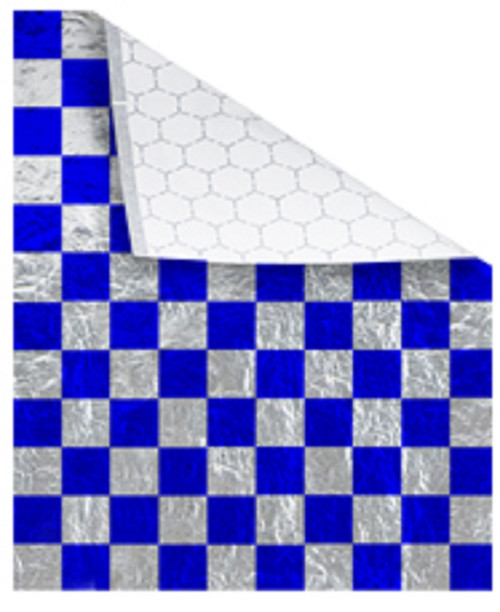 Honeycomb foil/paper insulated wrap - Color Blue/silver check - Dimensions 10.50 x 13.00 (300829)