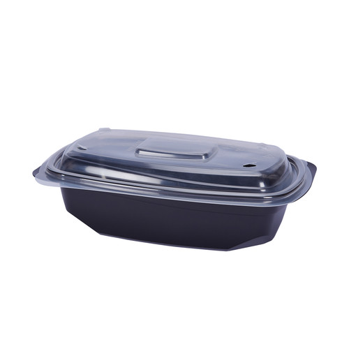 Blaze Hot Food Packaging 6”x 9” 32 oz Microwave Safe Container & Lid Combo Pack (HFP6932CMBBL)