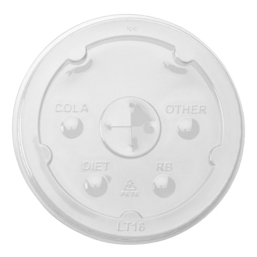 Memorables™ Disposable Souvenir Cup Lids Clear Flat w/ Straw Slot (LT16R)
