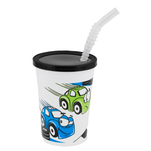 Fun-Cups™ Kid Cups 12 fl oz (355ml) Race Car Thermo Cup Combo Pack w/ Reusable Lid & Straw (VK3CARSRK)
