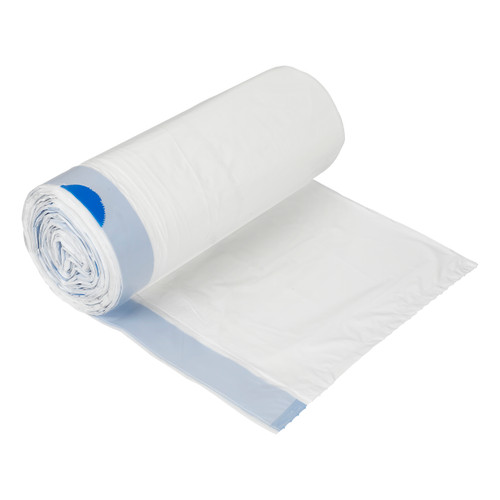 Blue Collar® Stock Convenience Pack Can Liners - 8-10 Gal 24 x 28 LLDPE 0.80 Mil White 2/40 Rolls (N4828EW RC1)