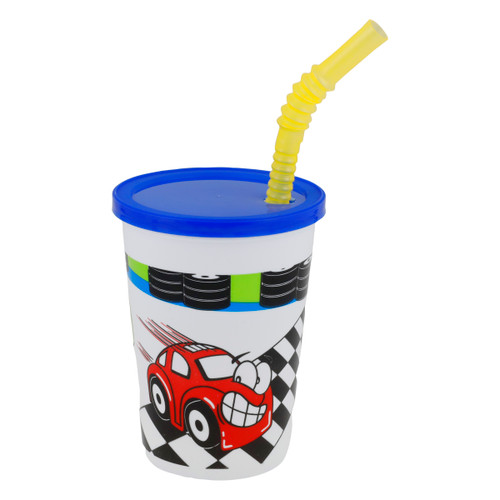 Fun-Cups™ Kid Cups 12 fl oz (355ml) Race Car Thermo Cup Tri-Pack w/ Reusable IM Lid & Straw (VK3CARS)