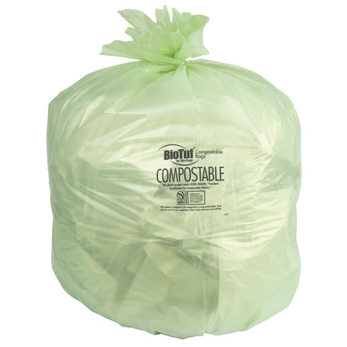 BioTuf® Compostable Can Liners - 56 Gal 42 x 48 Bioplast 1.50 Mil Green 5/20 Rolls (Y8448AE R01)