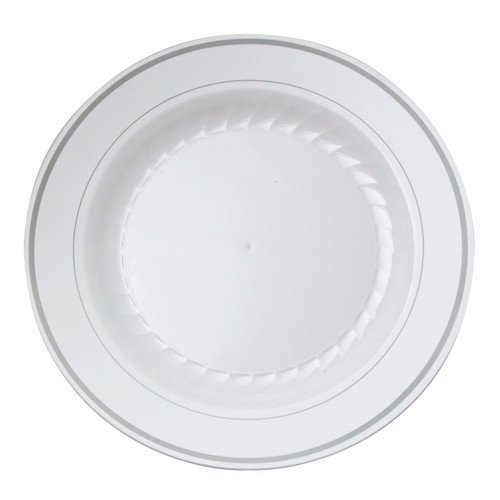 Masterpiece Dinnerware 10.25 “ White/Silver Plate (DCRSMP10WSVR)