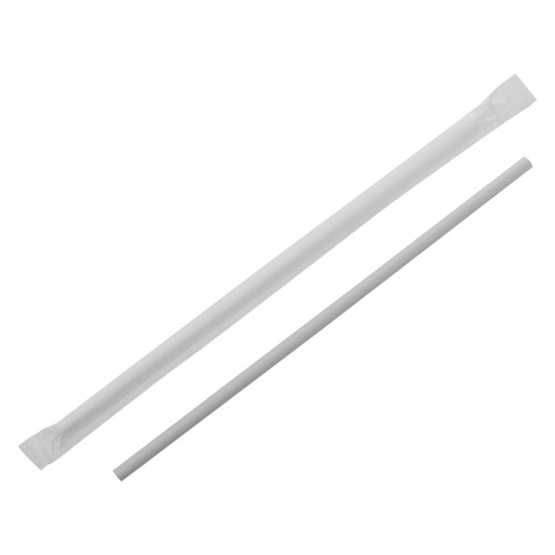Touch Straws 7.7” White Paper Cocktail Straws 5.5mm - Individually Wrapped (TI92855WP)