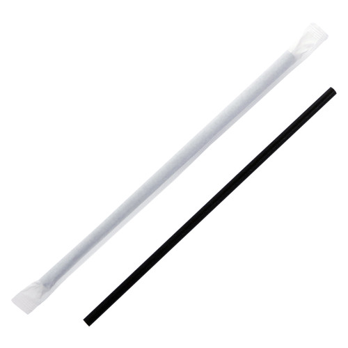 Touch Straws 7.7” Black Paper Cocktail Straws 5.5mm - Individually Wrapped (TI92855BP)