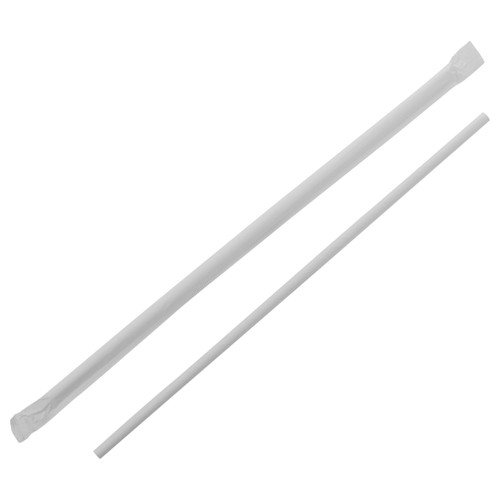 Touch Straws 10” White Paper Cocktail Straws 5.5mm - Individually Wrapped (TI92836WP)