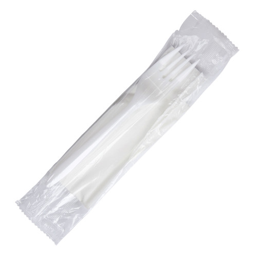 Touch® Cutlery Kits White Cutlery Kit - Fork, Napkin (TI91987)