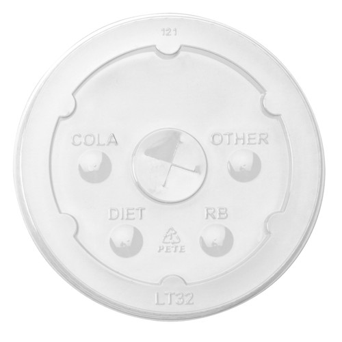 Memorables™ Disposable Souvenir Cup Lids Clear Fla w/ Straw Slot (LT32)