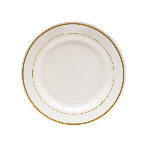 Masterpiece® Dinnerware 7.5” Round Ivory/Gold Plate (MP75IPREM)