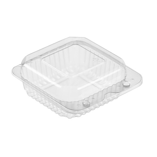 Clear small shallow clamshell container button closure and smooth wall (2255) 