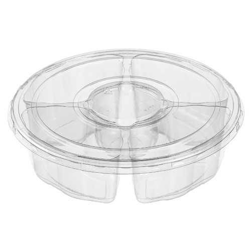 10” - 68 oz clear veggie round platter combo (5E068A-4+1P-C) 