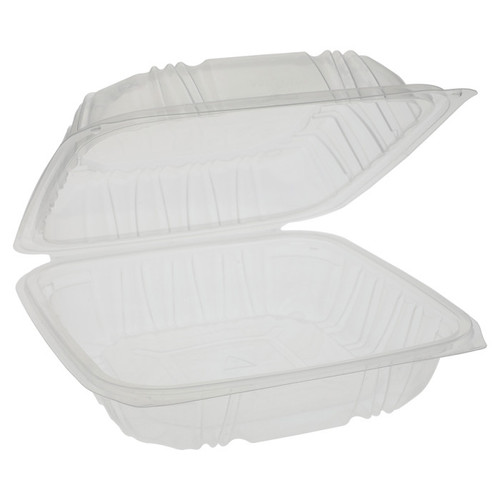 EarthChoice 10.5 x 9.5" Vented PP Hinged Lid Container, Clear, 132 ct.