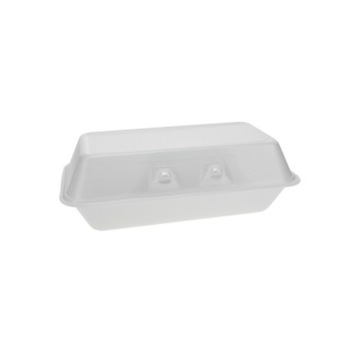 Gordon Food Service 9.6 x 5" PS Foam SmartLock Large Hinged Lid Container, White, 150 ct.