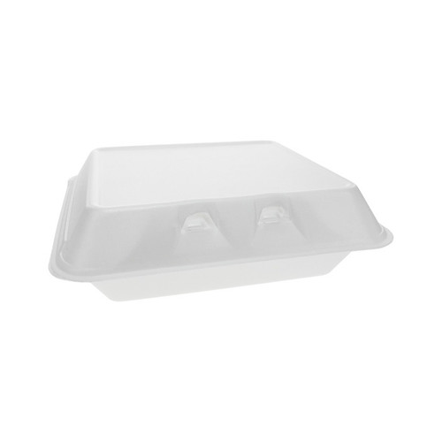Gordon Food Service 9 x 10.5" PS Foam SmartLock X-Large Hinged Lid Container, White, 250 ct.