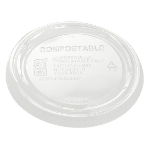Greenware Compostable PLA Flat Lid for 3.25 and 4 oz. Portion Cups, Clear, 2,000 ct.