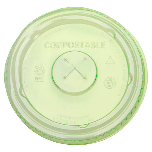 Greenware Compostable PLA X-Slot Lids for "B" Size Cold Drink Cups, Green, 1,000 ct.