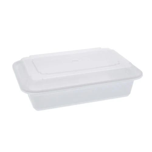 Newspring VERSAtainer 38 oz. Rectangular PP Container and Lid, White/Clear, 150 ct.