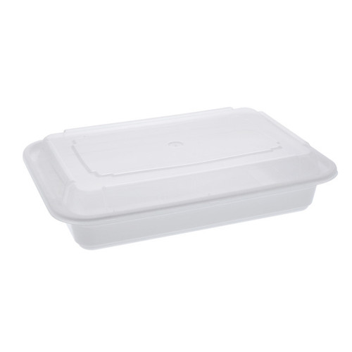 Newspring VERSAtainer 28 oz. Rectangular PP Container and Lid, White/Clear, 150 ct.
