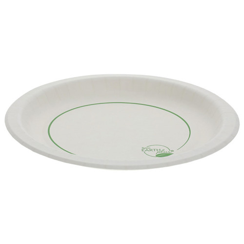 Sysco Earth Plus 9" Compostable Pressware Paper Plate, Printed, White, 450 ct.
