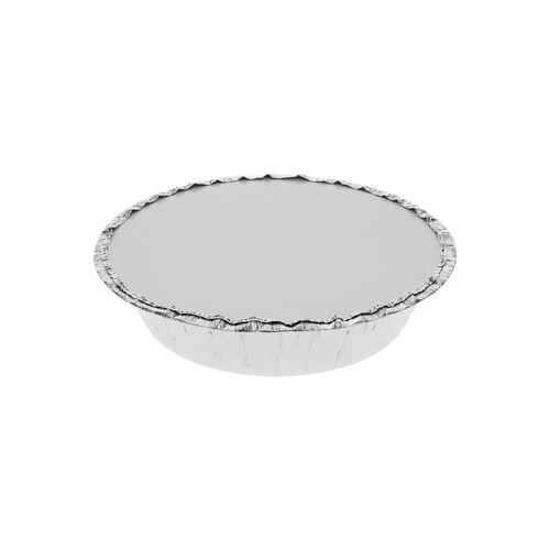 Sysco Classic 7" 24 oz. Round Aluminum Takeout Container and Board Lid, Silver, 200 ct.