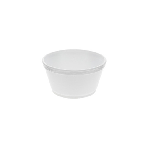 Sysco Classic 8 oz. Squat Round PS Foam Food Container, White, 1,000 ct.
