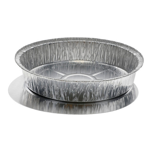 Sysco Classic 9" 46 oz. Round Aluminum Takeout Container and Board Lid, 175 ct.
