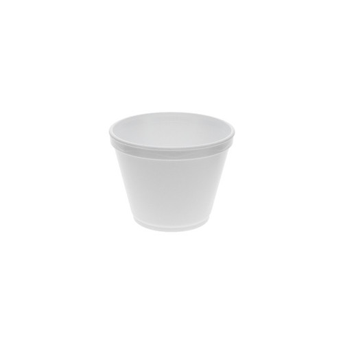 Sysco Classic 12 oz. Squat Round PS Foam Food Container, White, 500 ct.