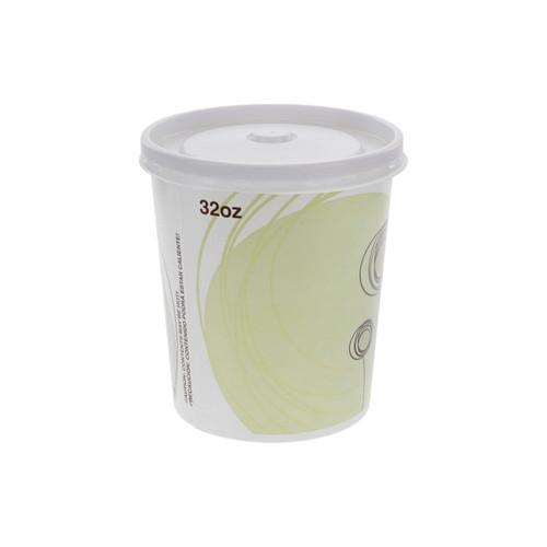 US Foods Monogram 32 oz. Paperboard Round Food Container and Lid, Meadows Stock Print, 250 ct.